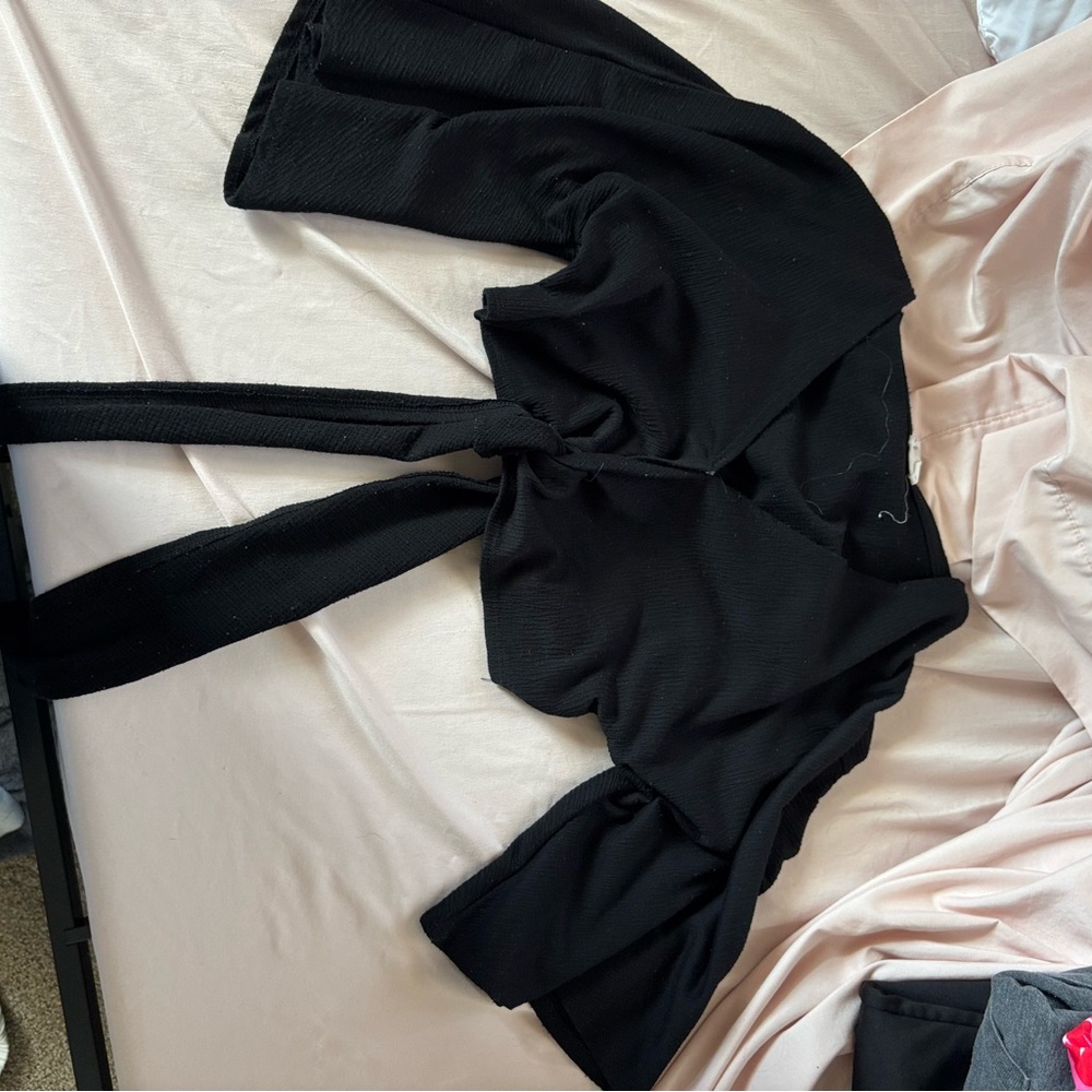 Stylish Black Wrap Top